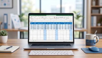 Featured image showing salary slip format in Excel on a laptop screen for payroll and HR use
